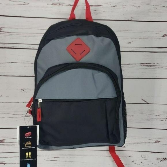 Wexford Black & Gray Multi Compartment Backpack NEW - Picture 2 of 6